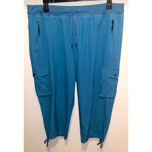 Soothfeel Women's Cargo Capris Drawstring Waist Zip Pockets Outdoor Pants XXL